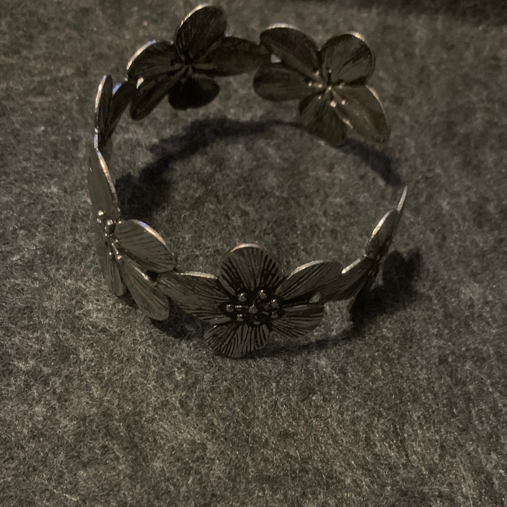 Silver Floral Cuff Bracelet